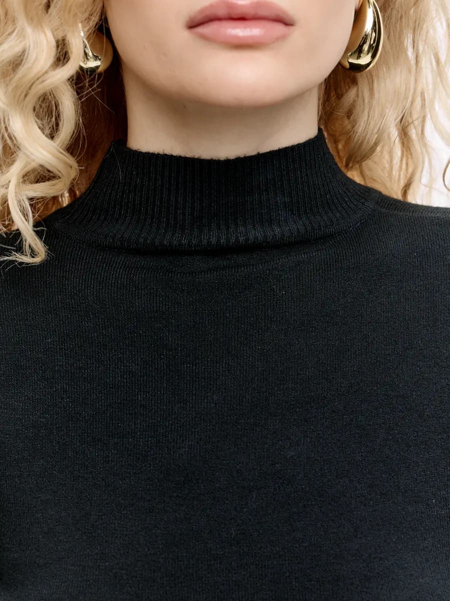 Джемпер тонкий с горлом водолазка с длинным рукавом