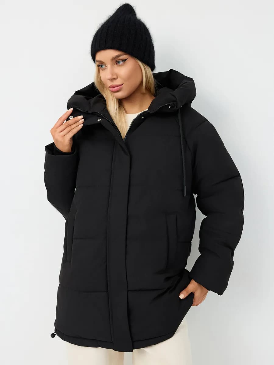 Куртка зимняя с капюшоном удлиненная до -30