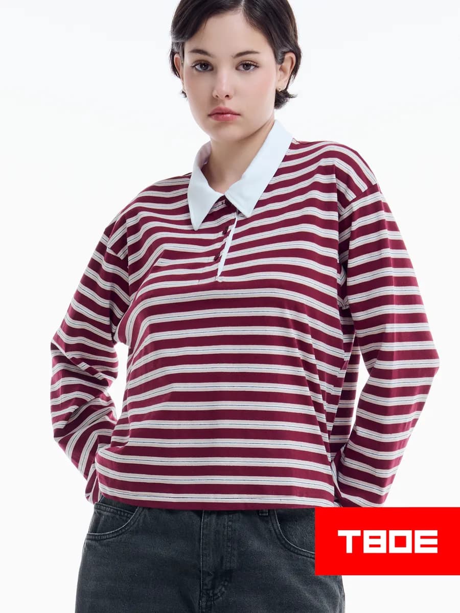 Рубашка-поло оверсайз в полоску