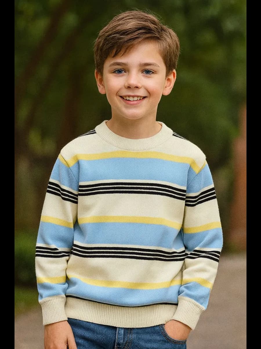 Свитер вязаный в полоску для мальчика, джемпер вязаный