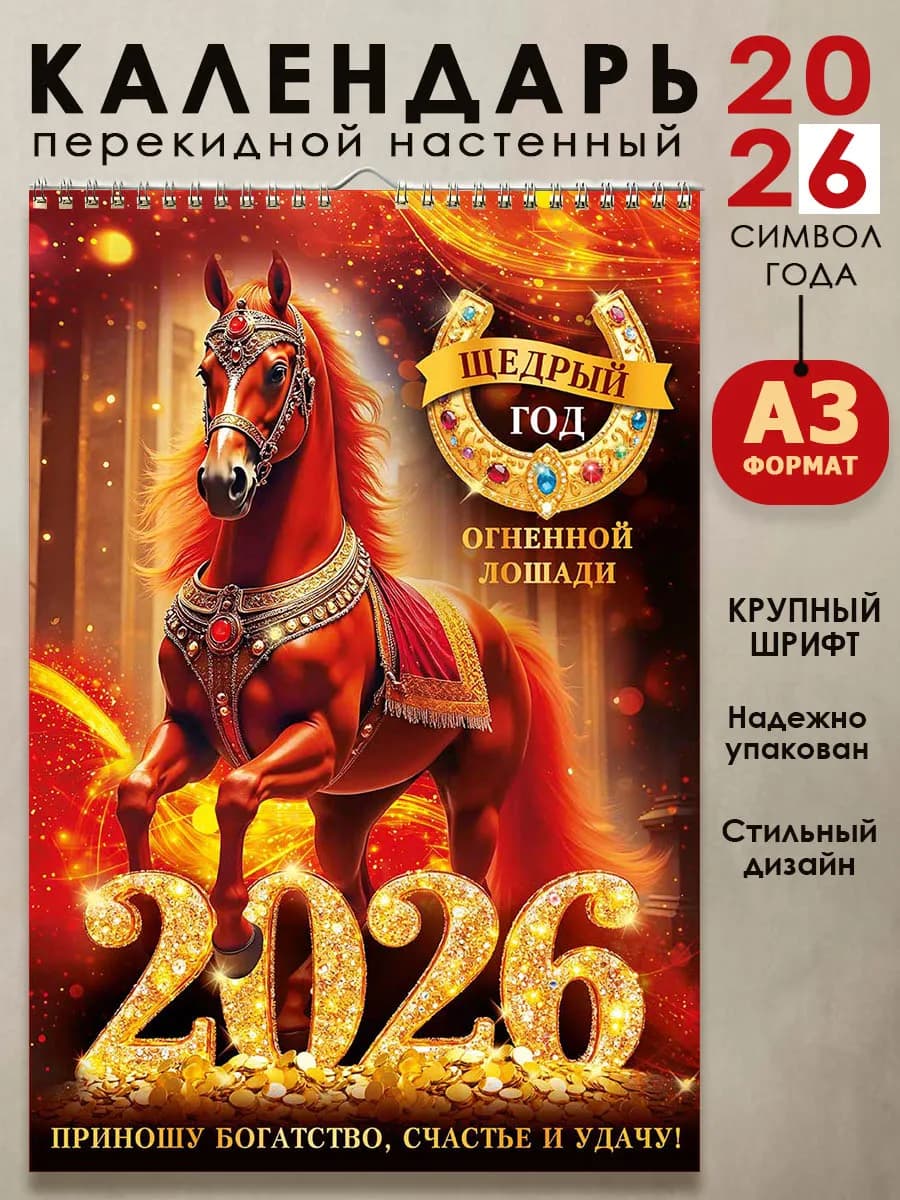 Календарь 2026 настенный перекидной A3 символ года