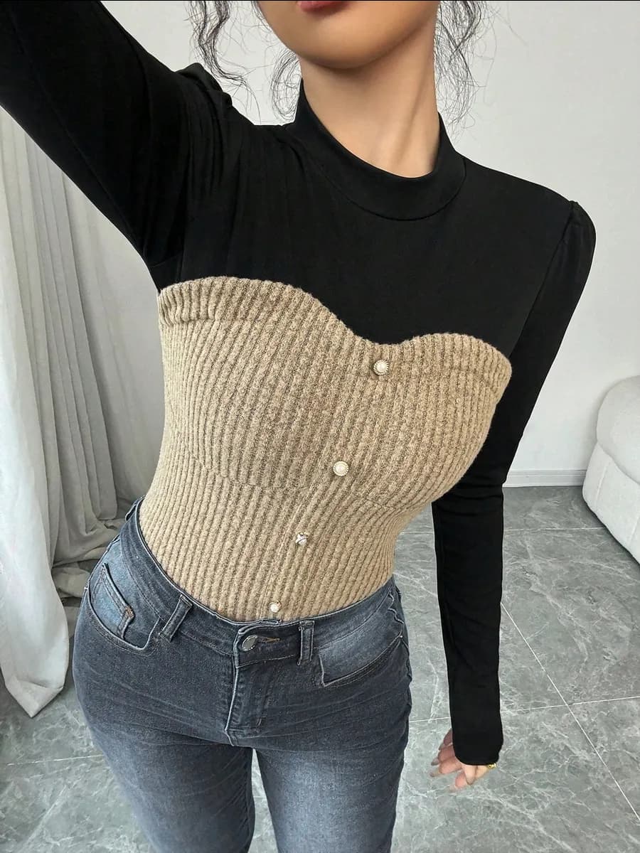 Лонгслив облегающий нарядный