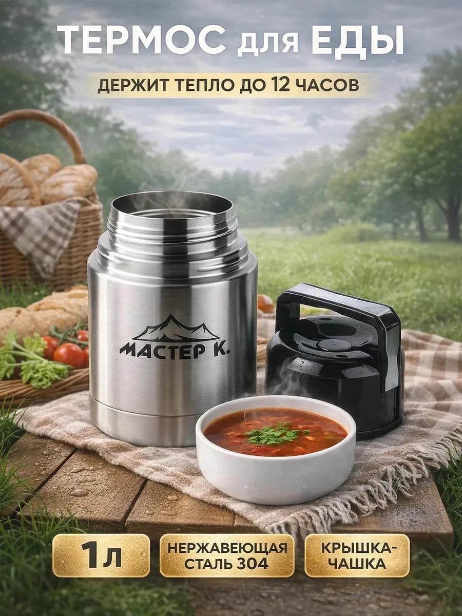 Термос для еды 800 мл с широким горлом