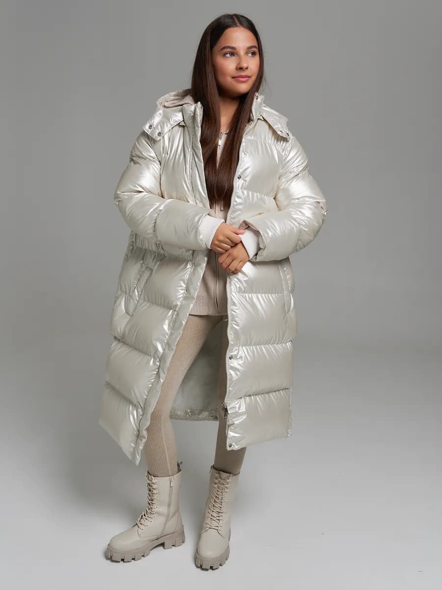 Зимнее пальто для подростка длинная куртка с капюшоном - фото 1