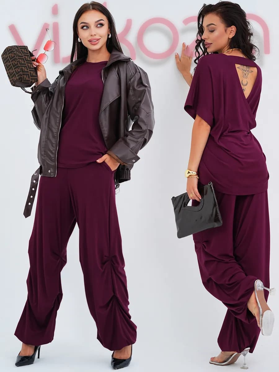 Пижама костюм домашний с брюками трикотажный