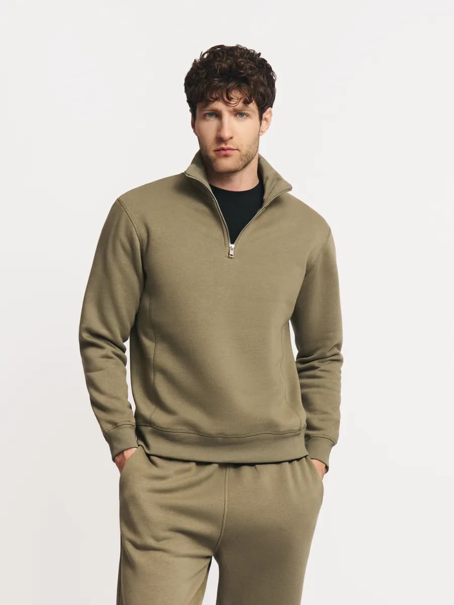 Мужской свитшот прямой на молнии начёс