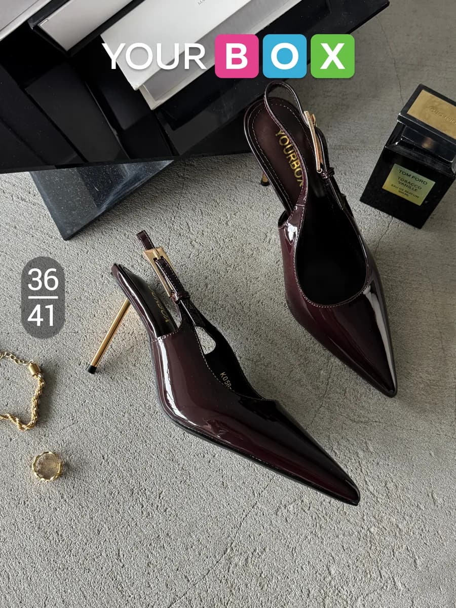 Вечерние туфли на каблуке слингбэки