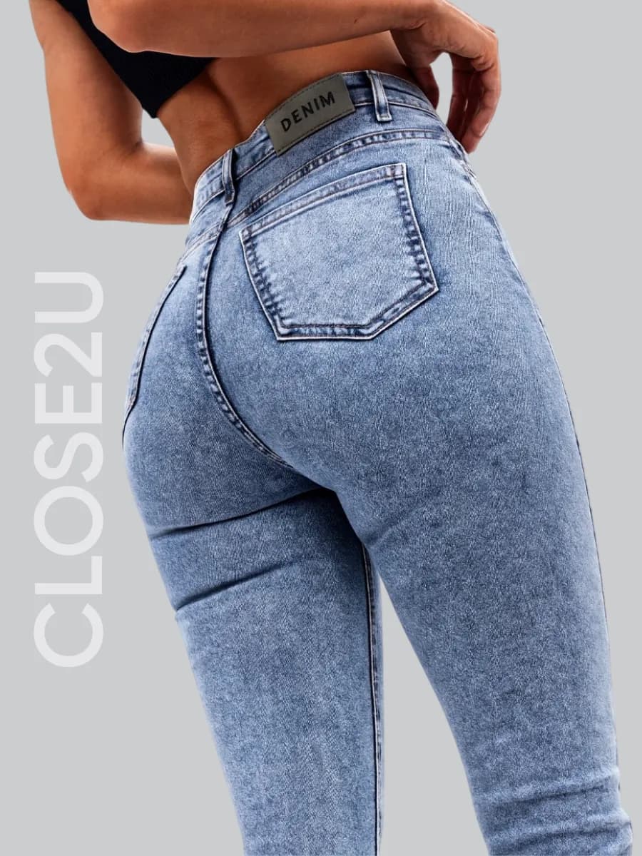 Джинсы скинни с высокой посадкой зауженные стрейч