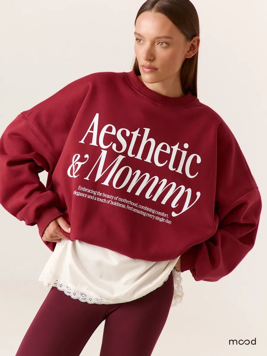 Теплый свитшот оверсайз с принтом