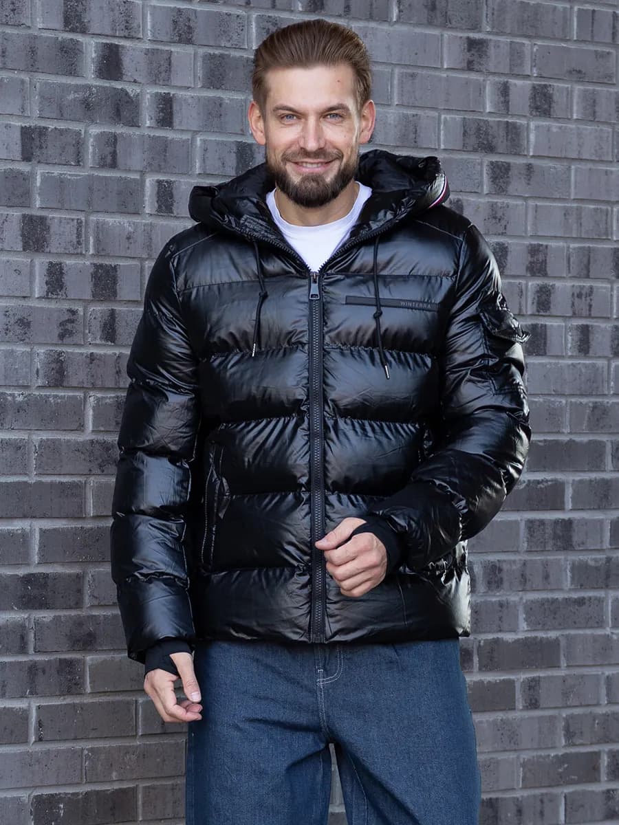 Пуховик зимний короткий с капюшоном куртка