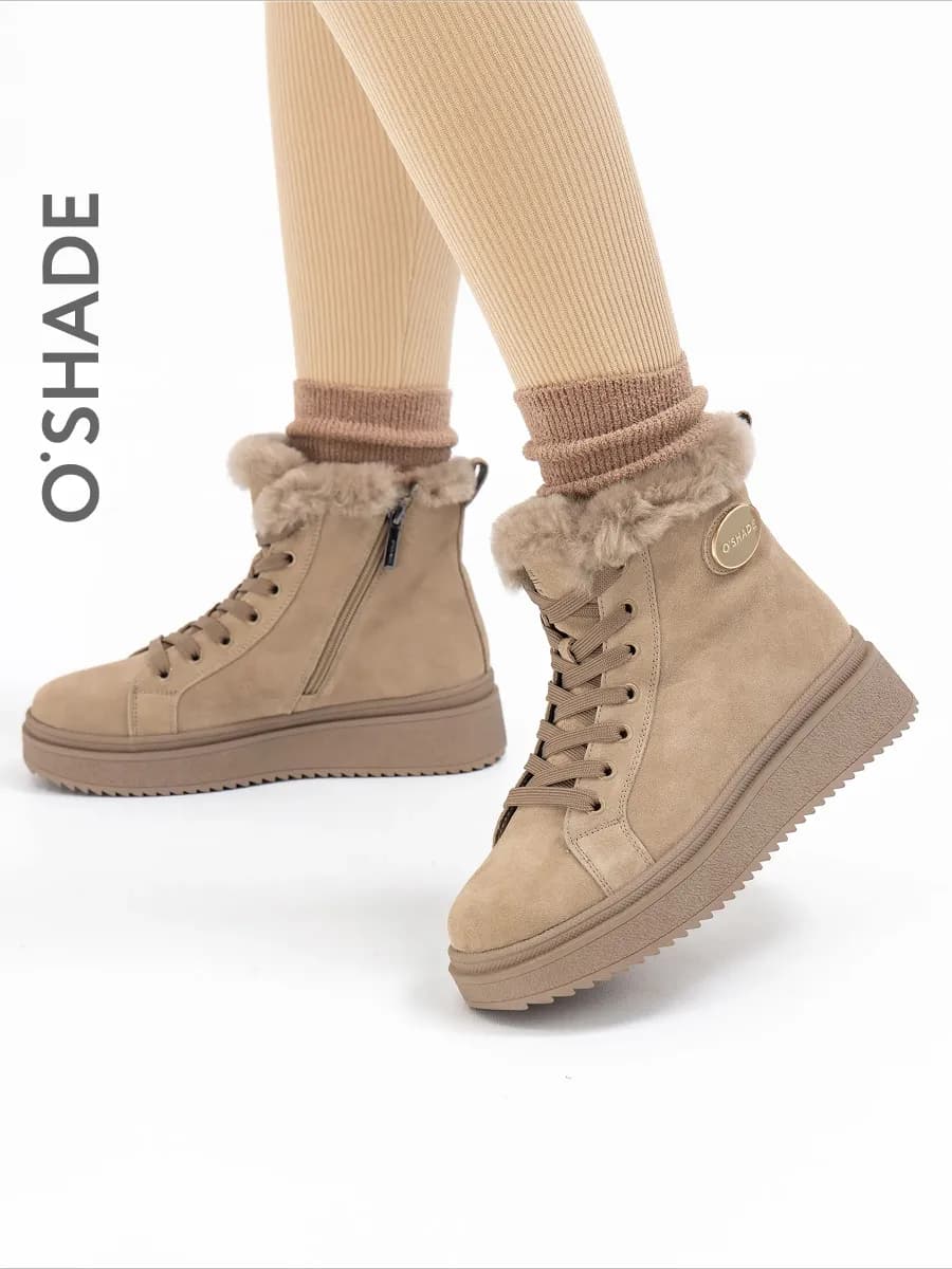 Зимние ботинки женские замшевые - фото 1