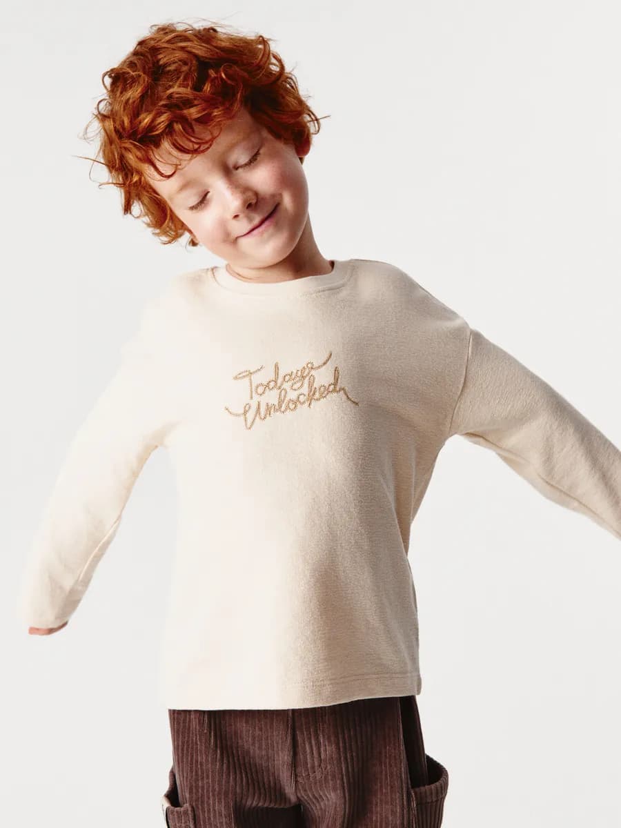 Лонгслив оверсайз из хлопка с вышивкой - фото 1