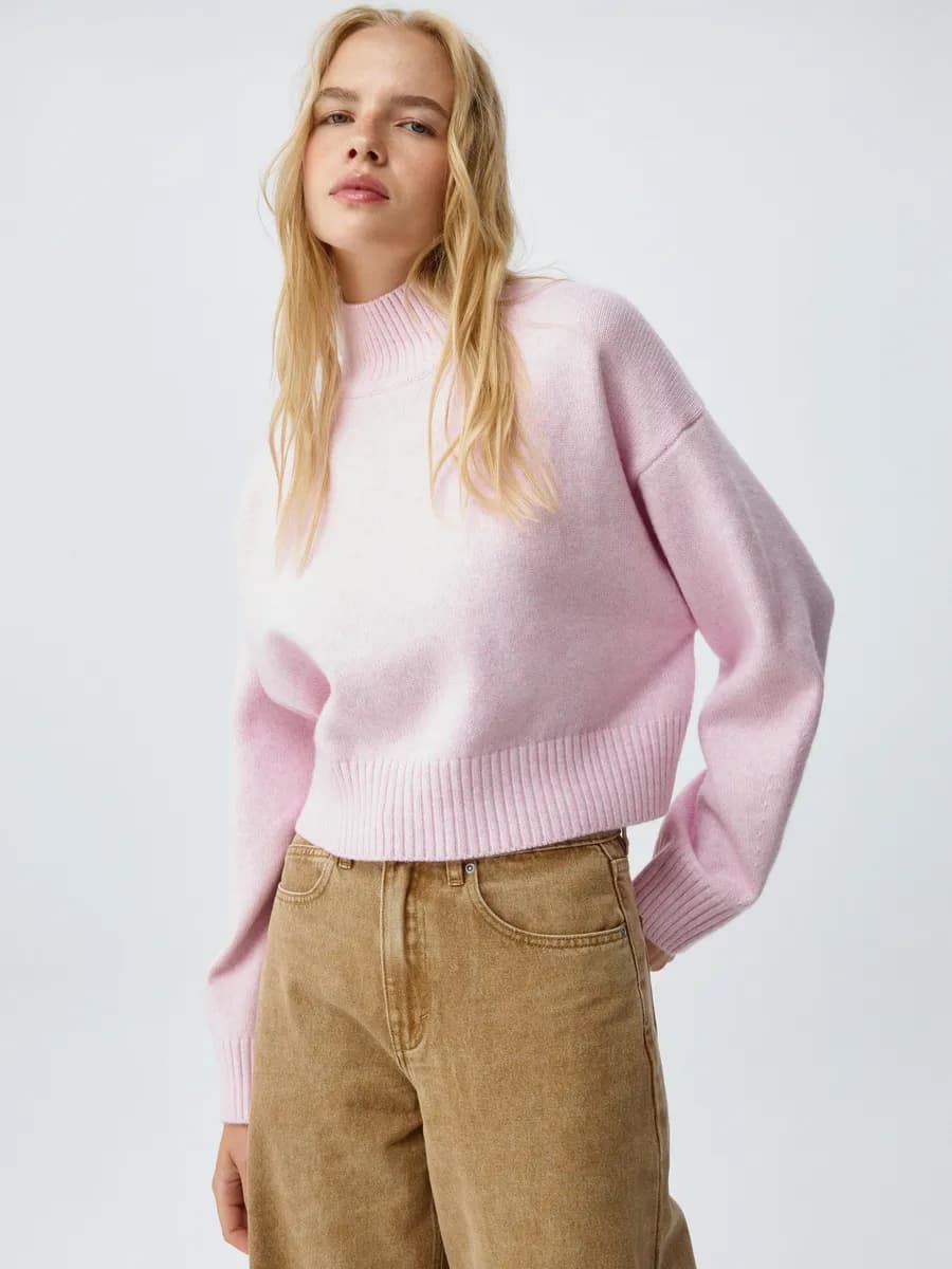 Укороченный вязаный джемпер с содержанием шерсти