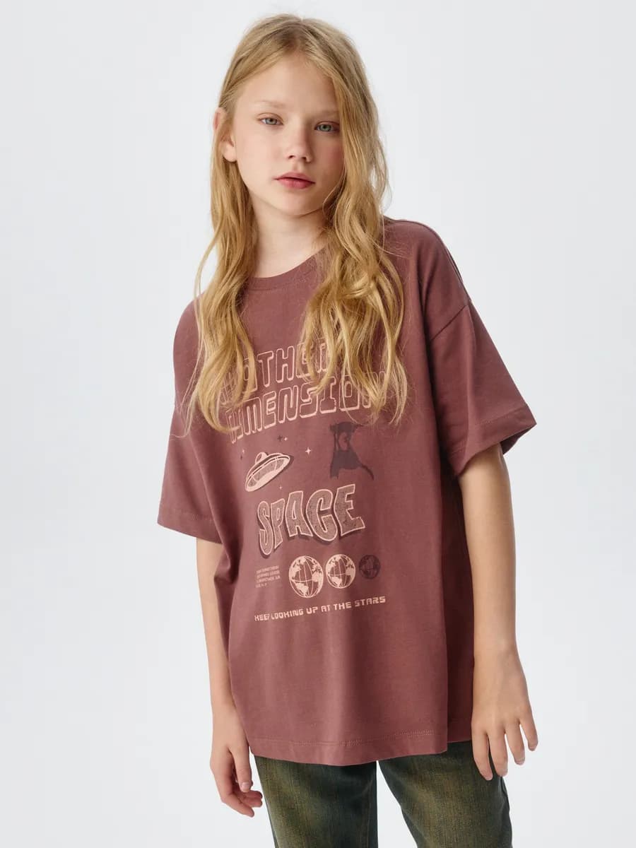 Футболка хлопковая свободная с принтом