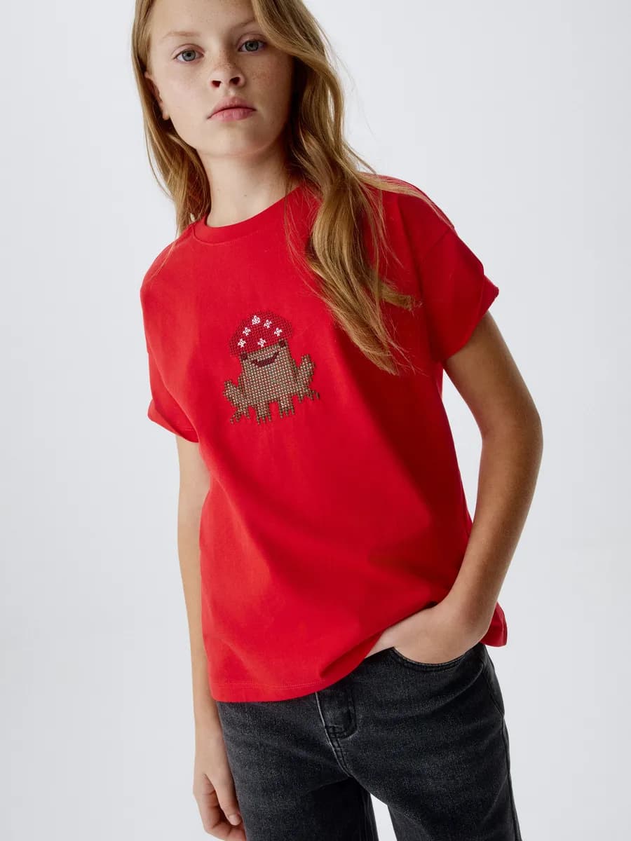 Футболка хлопковая свободная с вышивкой