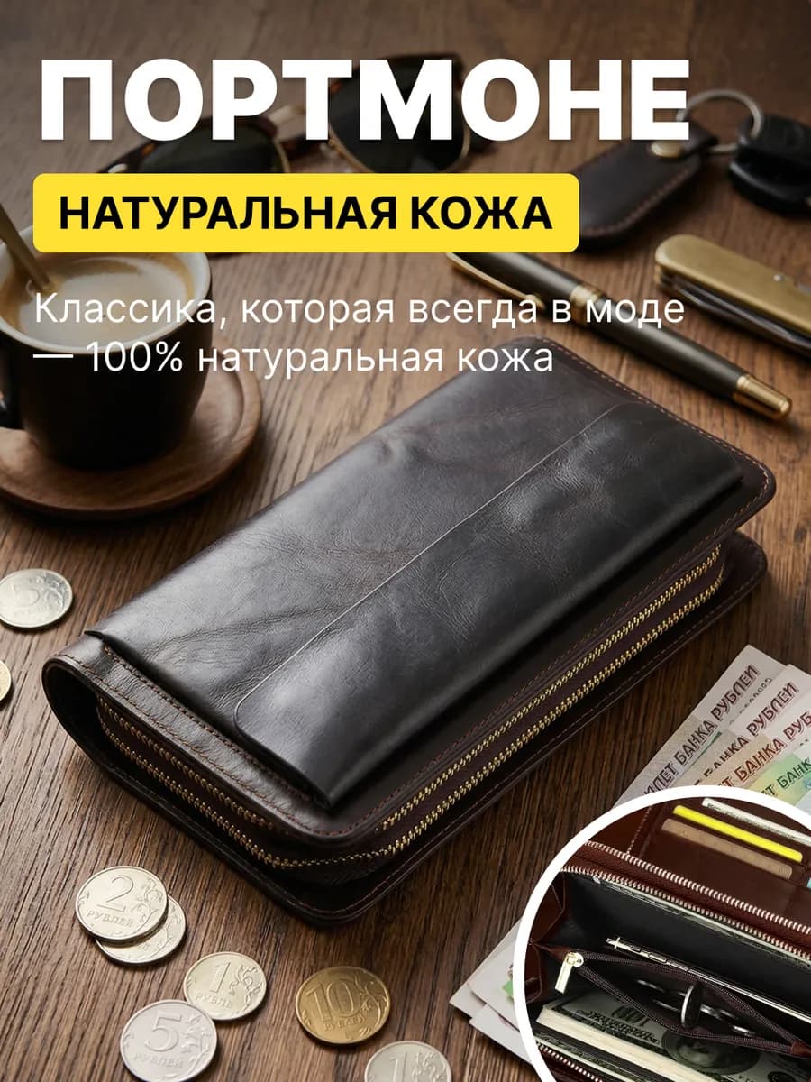Портмоне мужское для документов, денег и карточек