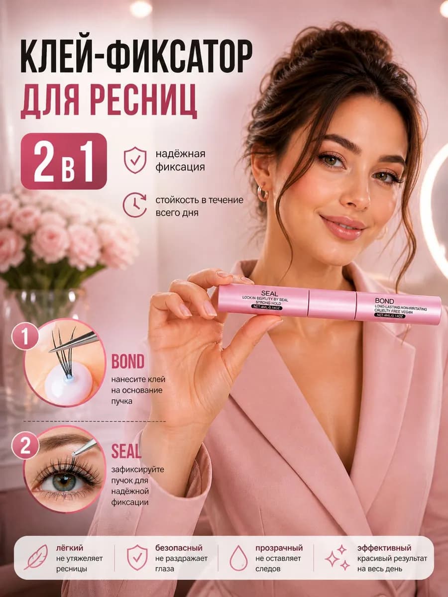 клей и фиксатор для накладных ресниц 2 в 1