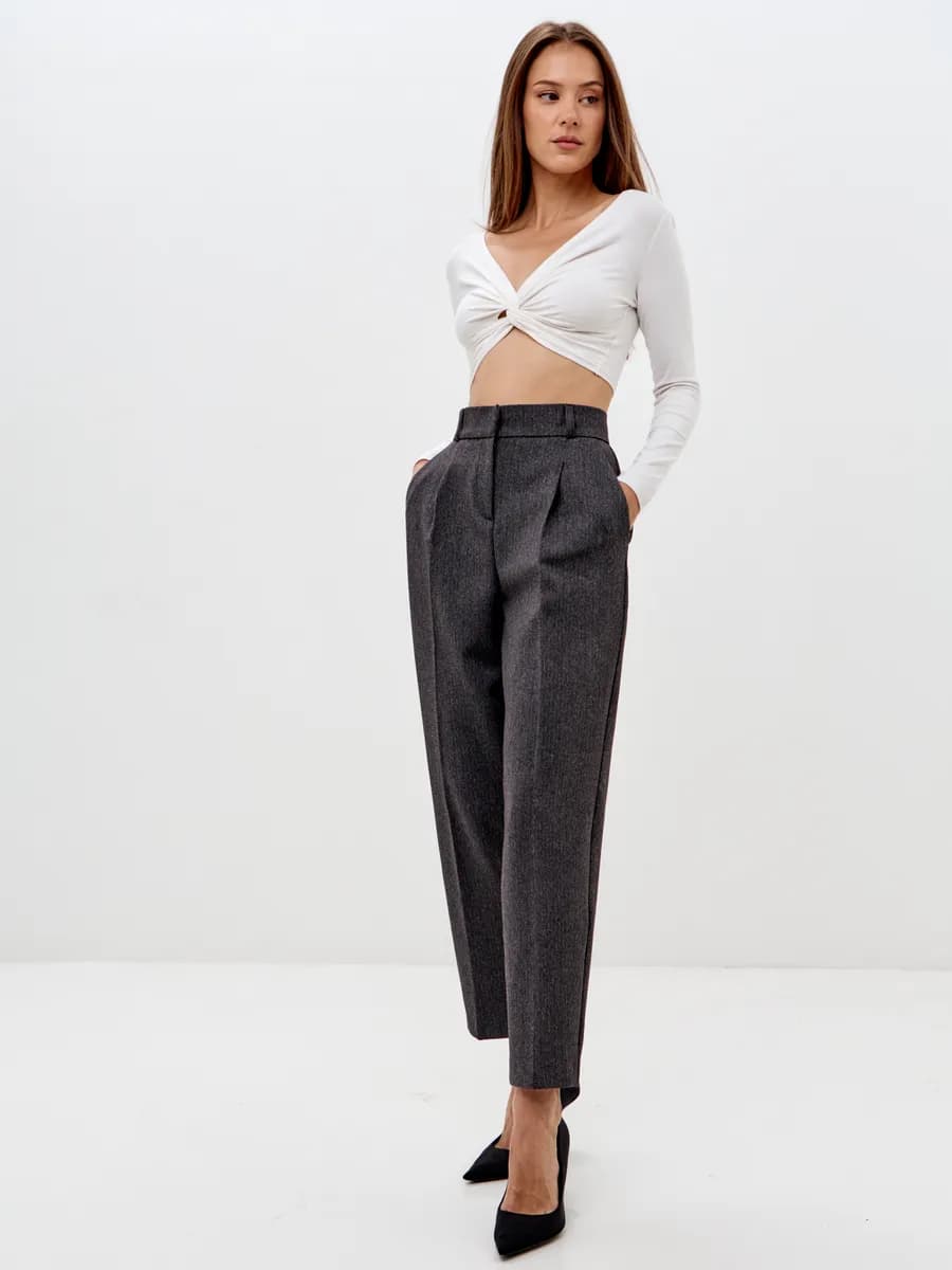 Брюки бананы шерстяные классические - фото 1