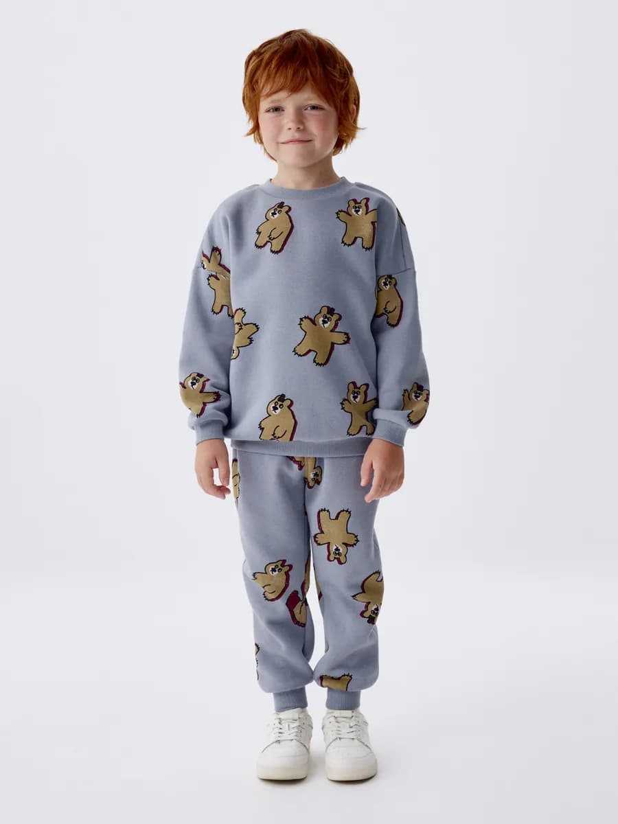 Джоггеры утепленные на резинке с принтом - фото 1