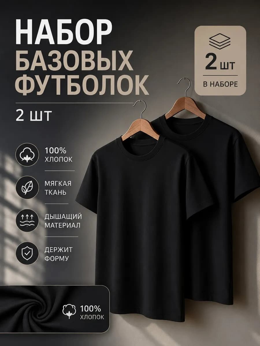 Набор футболка однотонная 2в1