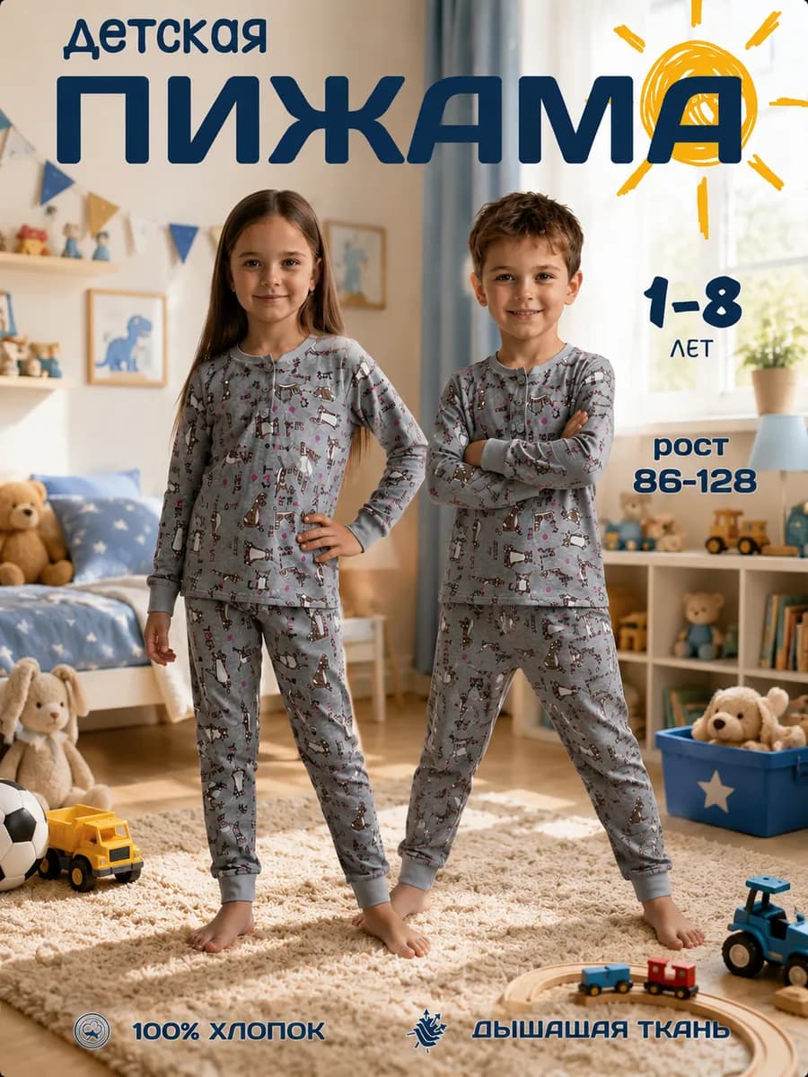 Пижама детская для девочки хлопковая