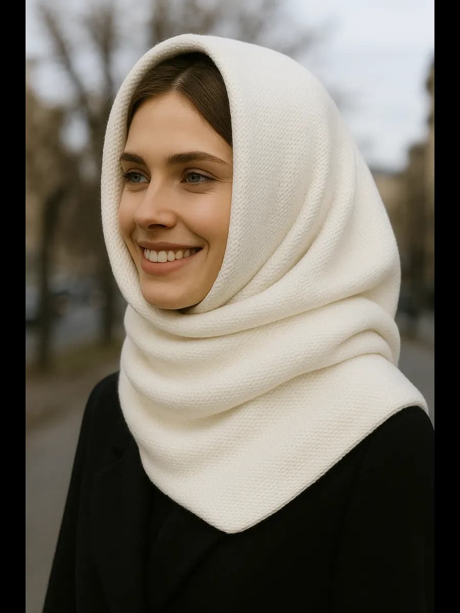 Косынка платок шарф снуд вязанная шерстянная зимняя