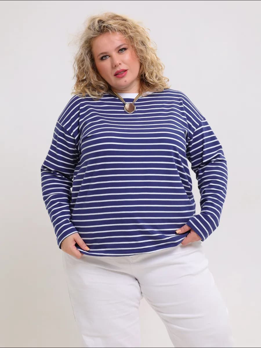лонгслив в полоску, тельняшка больших размеров