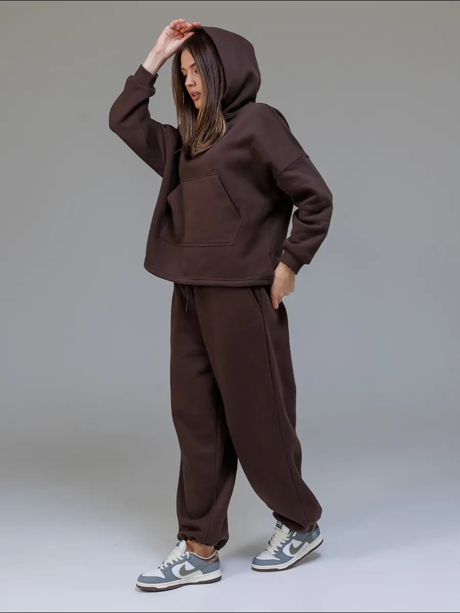 Спортивный костюм женский утепленный оверсайз с начесом