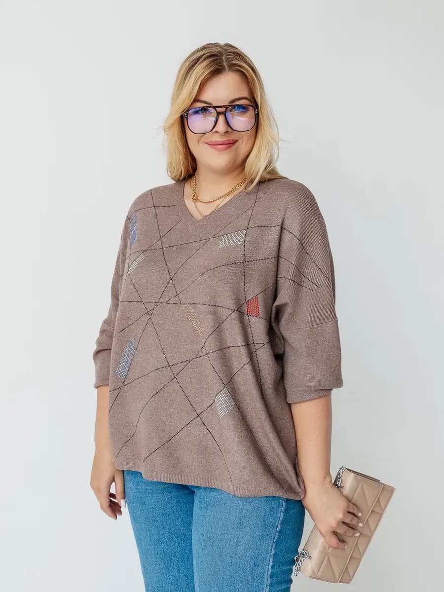 Кофта джемпер больших размеров оверсайз - фото 1