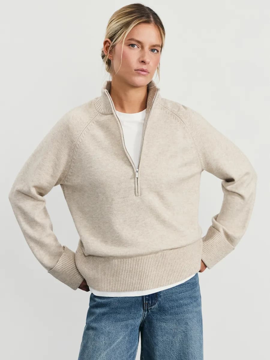 Джемпер вязаный на молнии прямого кроя с горлом стойкой
