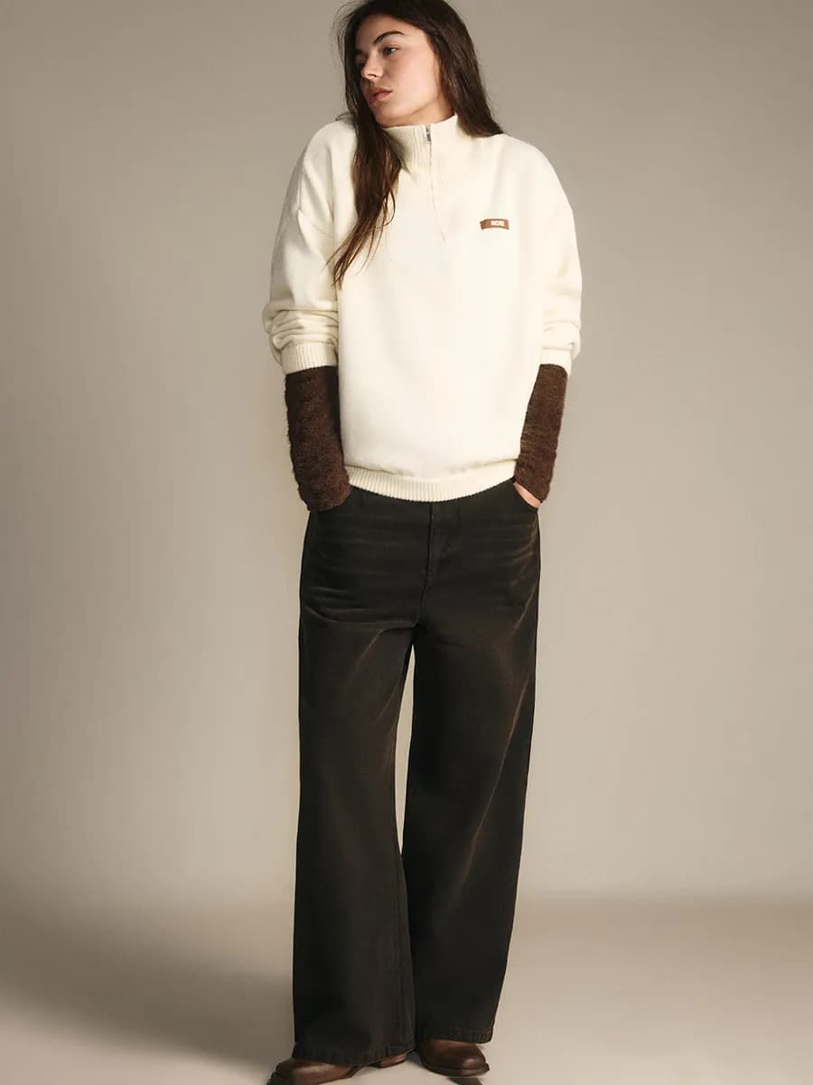 PLUS SIZE Джемпер на молнии вязаный с горлом