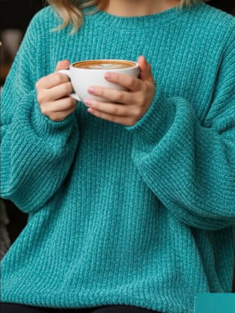 Свитер велюровый оверсайз вязаный теплый джемпер