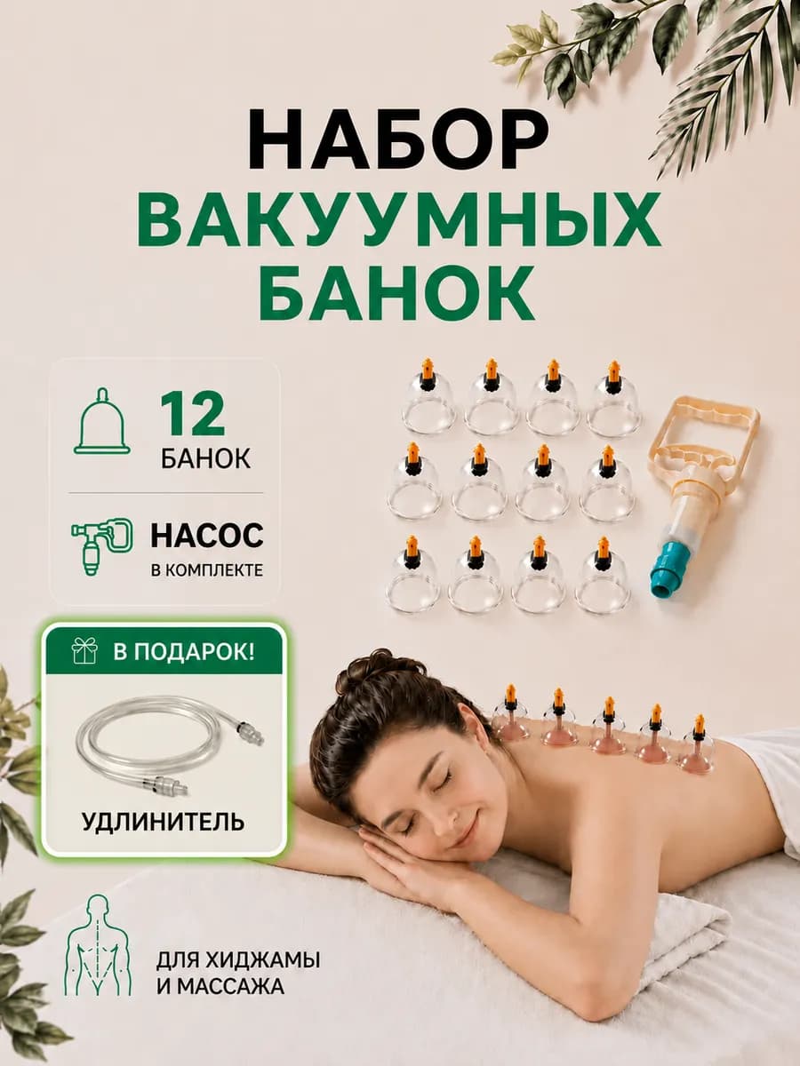 Набор вакуумных банок для хиджамы и массажа