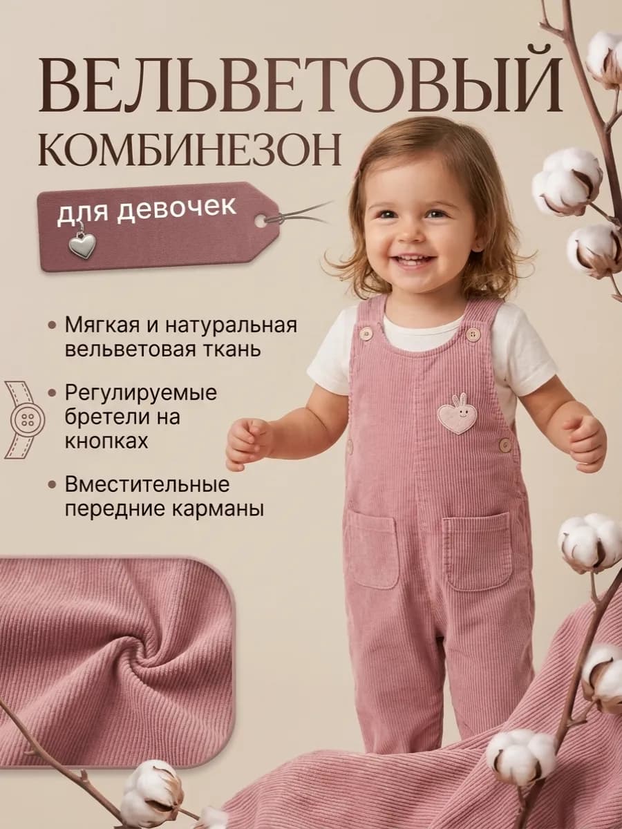 Детский вельветовый комбинезон