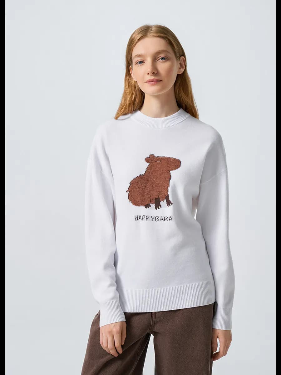 Джемпер с принтом белый - фото 1