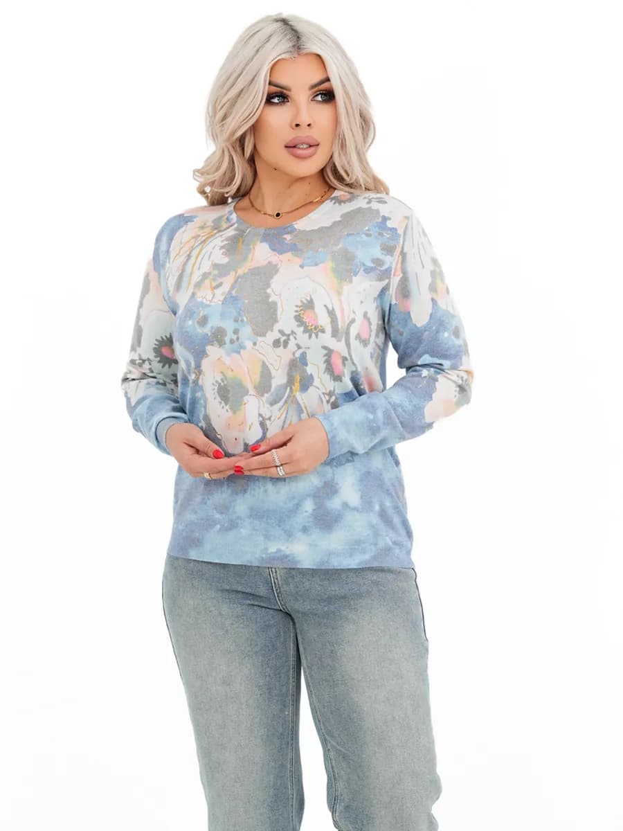 Кофта вязаная теплая нарядная больших размеров