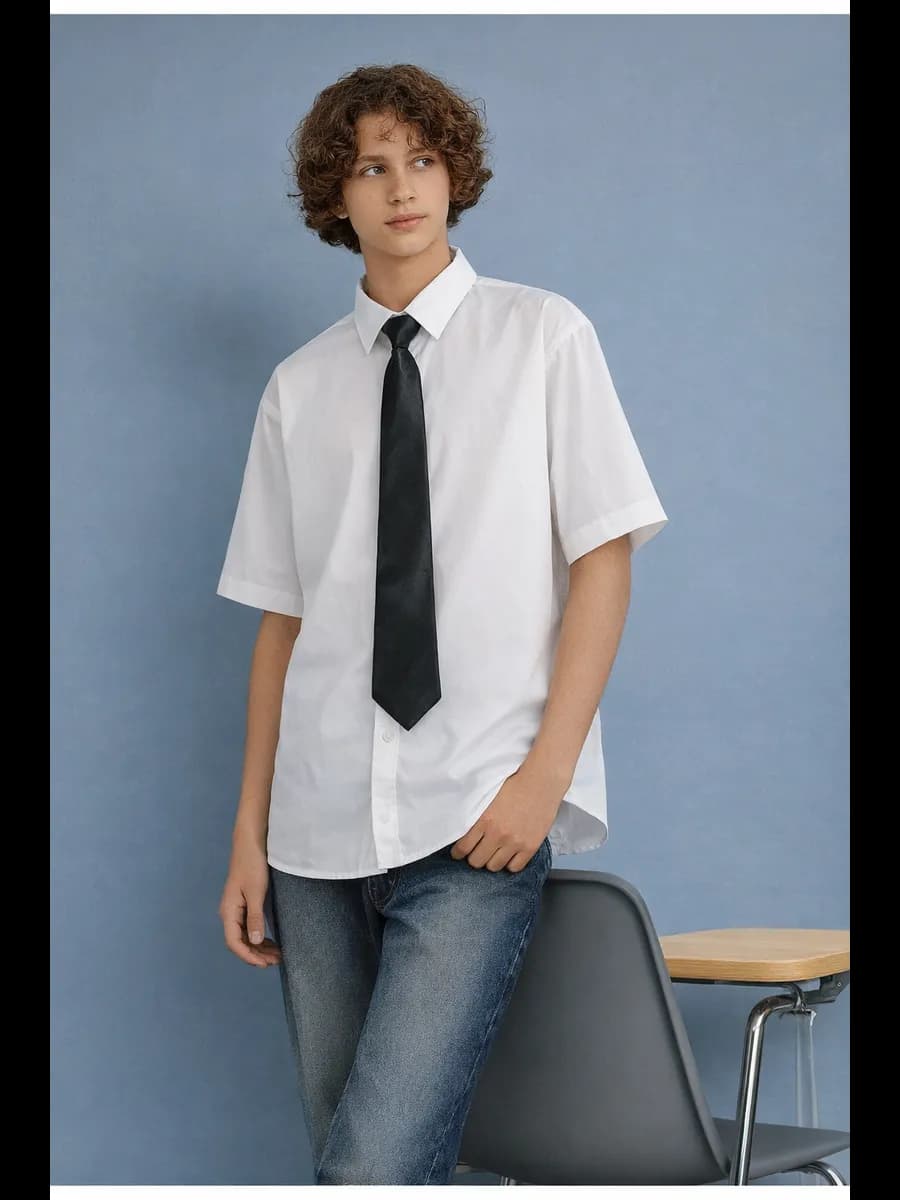 Рубашка оверсайз школьная с галстуком