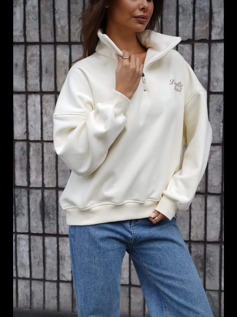 Свитшот с горлом на молнии с начесом