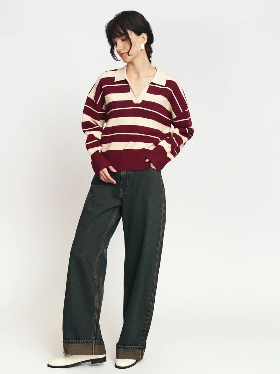 Женские джинсы Wide с отворотами