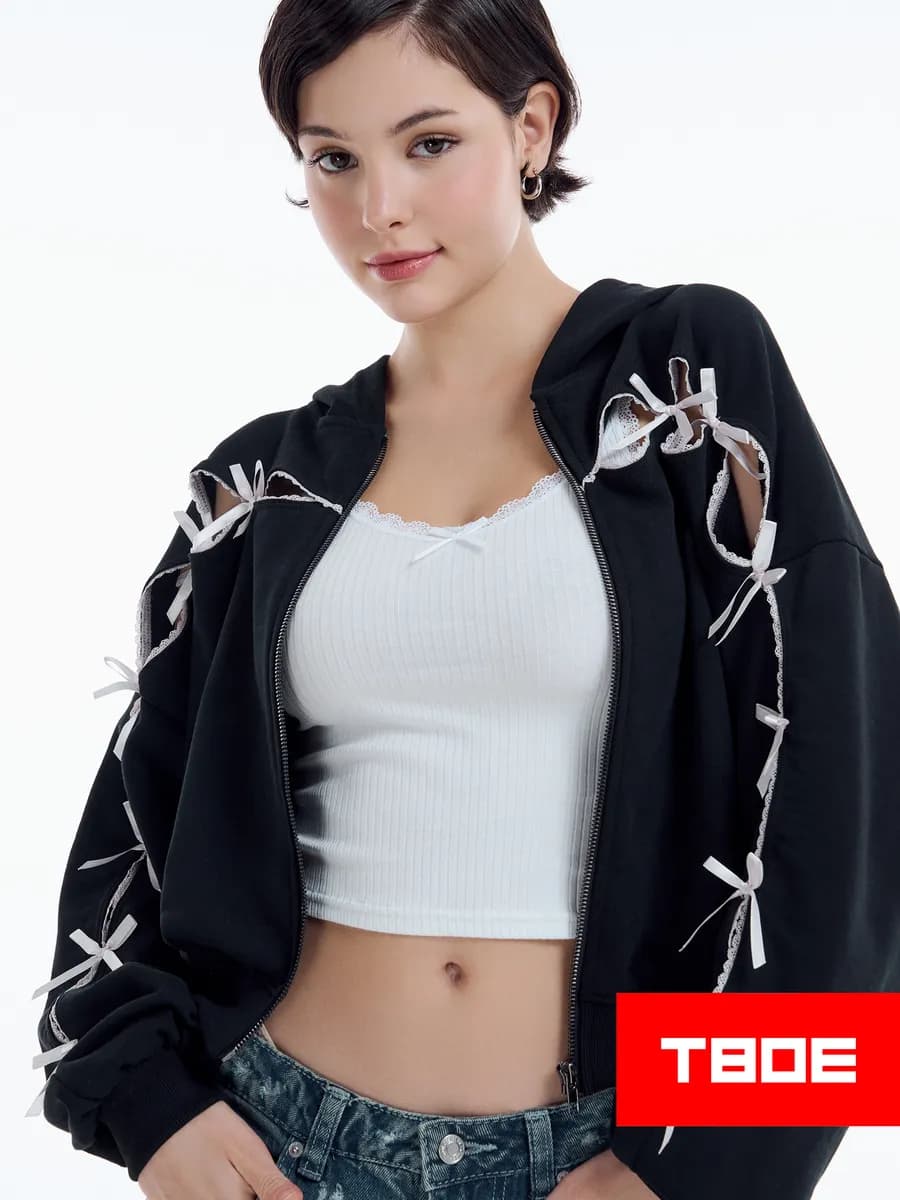 Укороченная зипка Kuromi c кружевом и бантиками