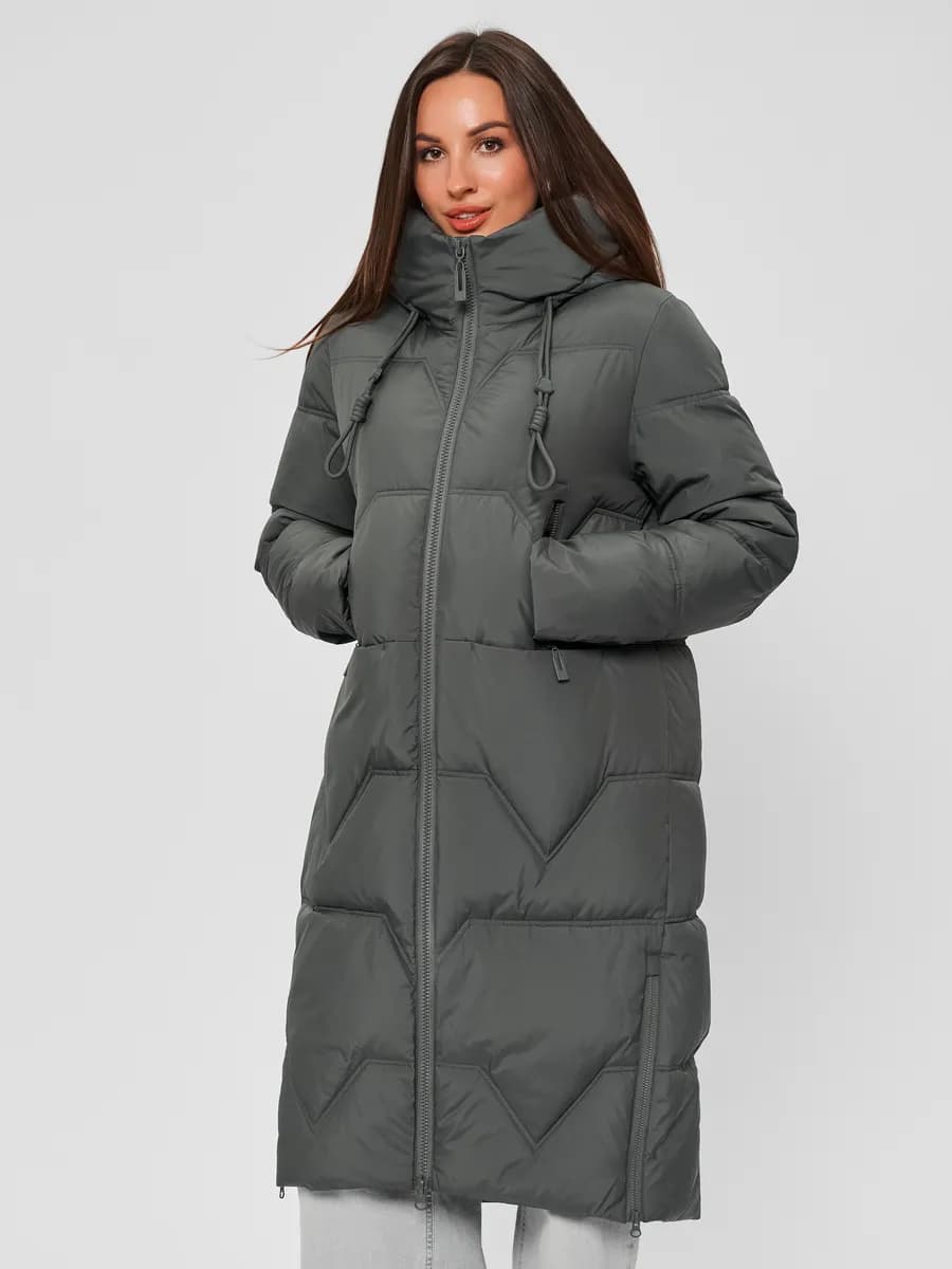 Пуховик зимний длинный с капюшоном
