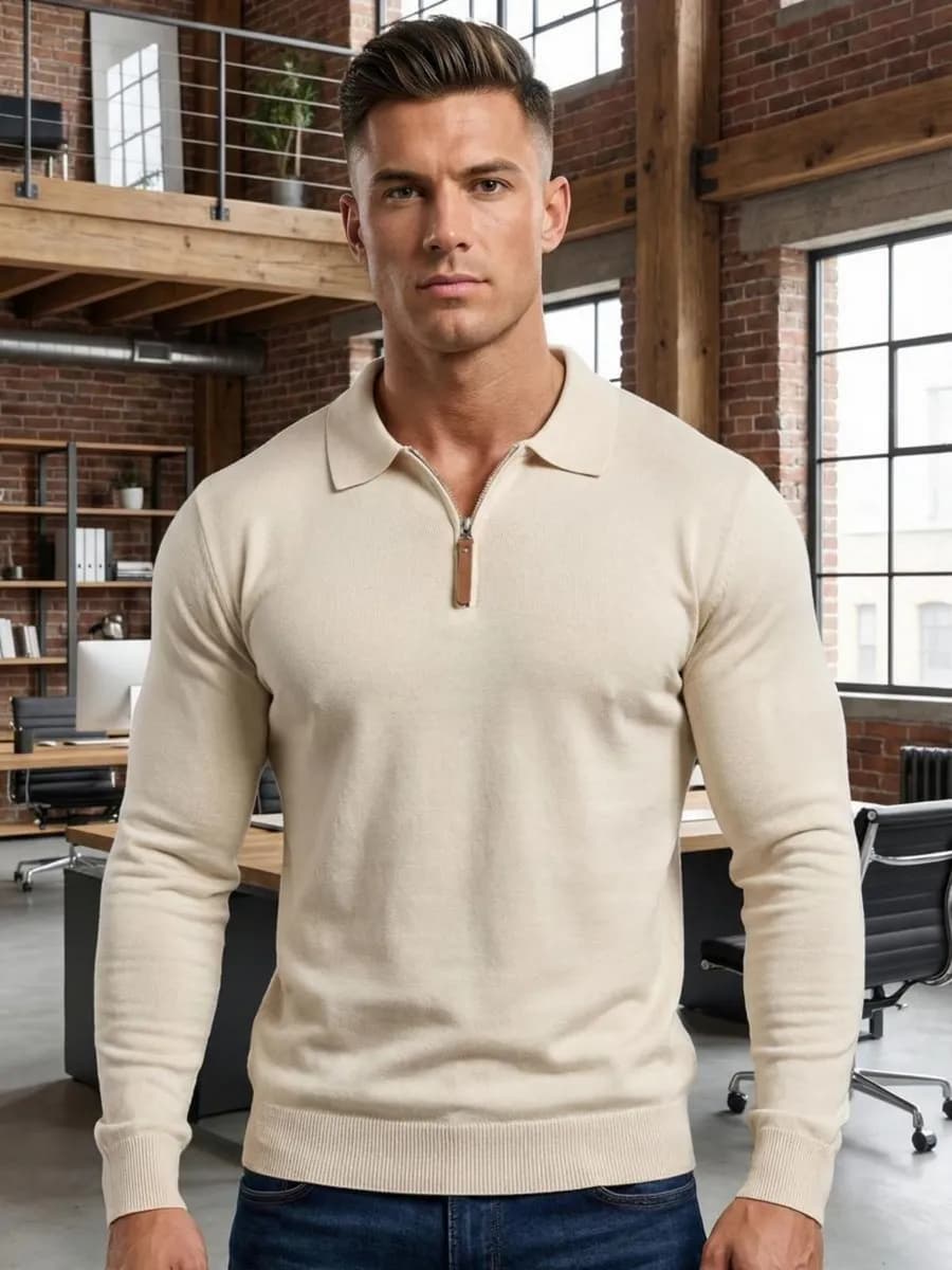 Свитер на молнии с воротником поло