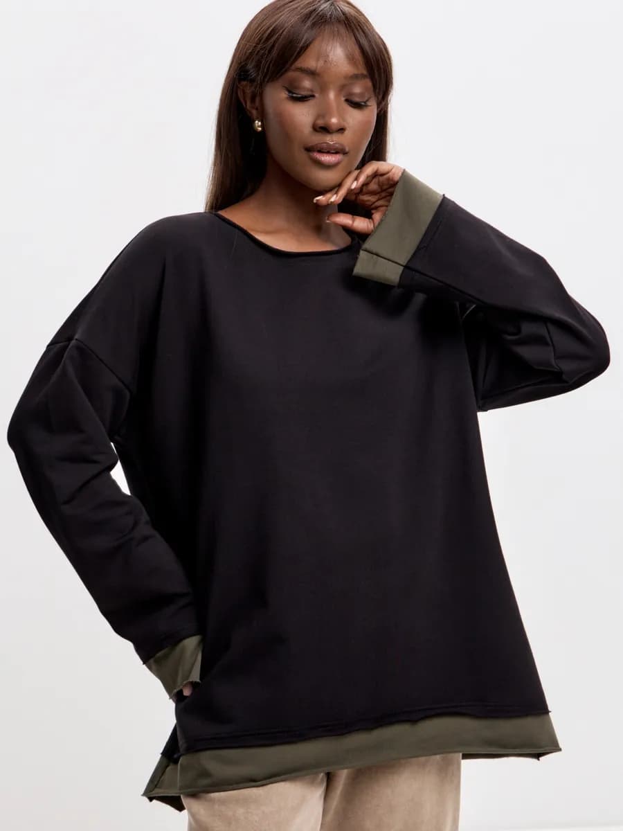 лонгслив хлопок базовый оверсайз трикотажный