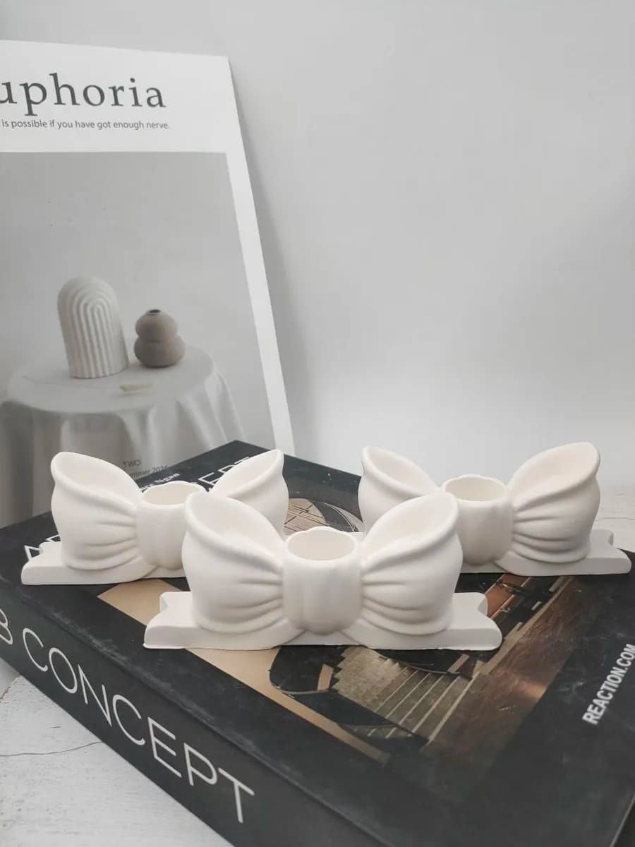 Набор из трёх гипсовых подсвечников «Бант»