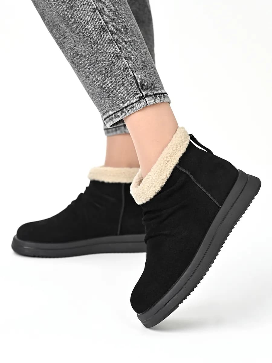 Зимние ботинки натуральная замша на толстой подошве