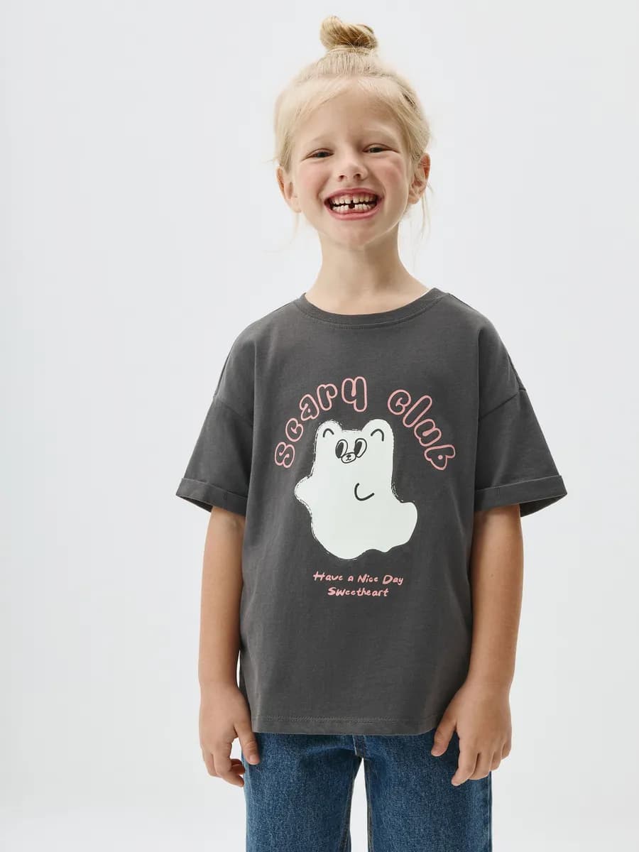 Футболка оверсайз хлопковая с принтом Halloween