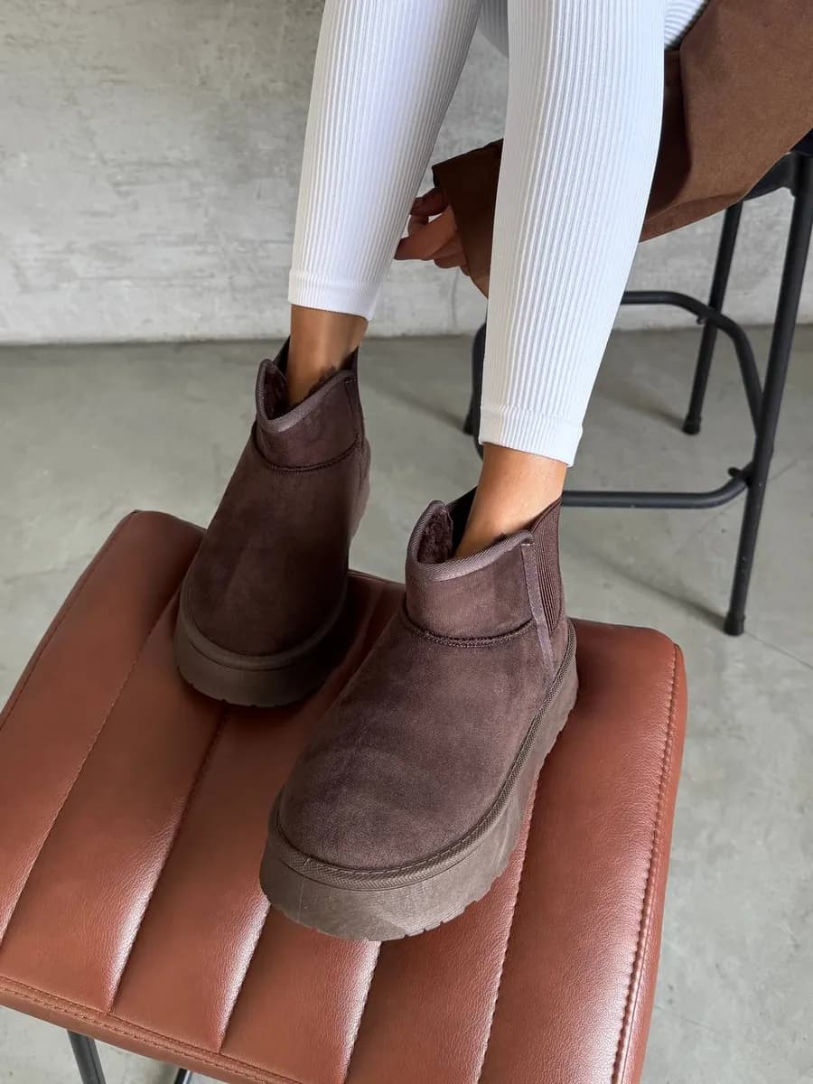 Угги женские зимние коричневые на платформе