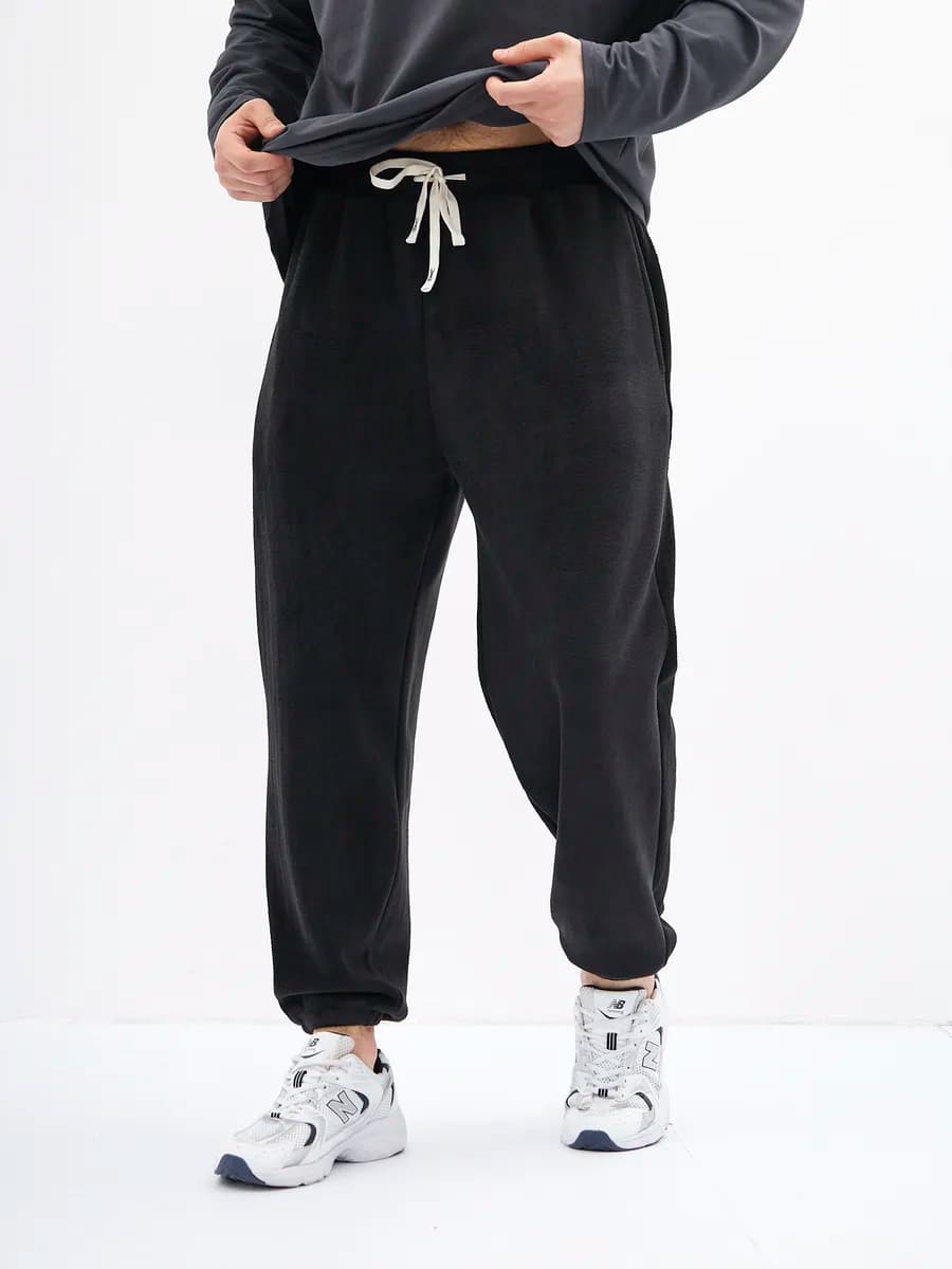 Спортивныe штаны зимние оверсайз флисовые