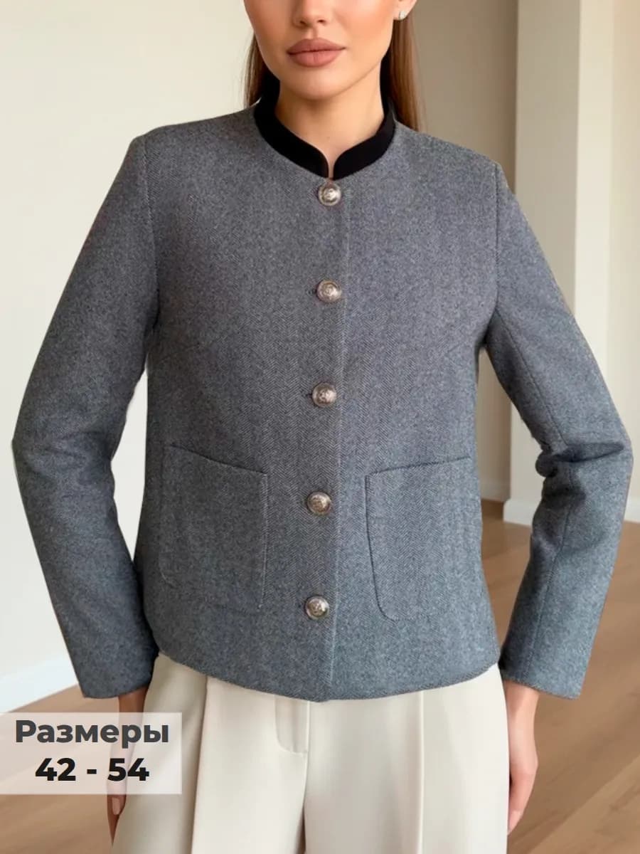 Жакет пиджак укороченный теплый