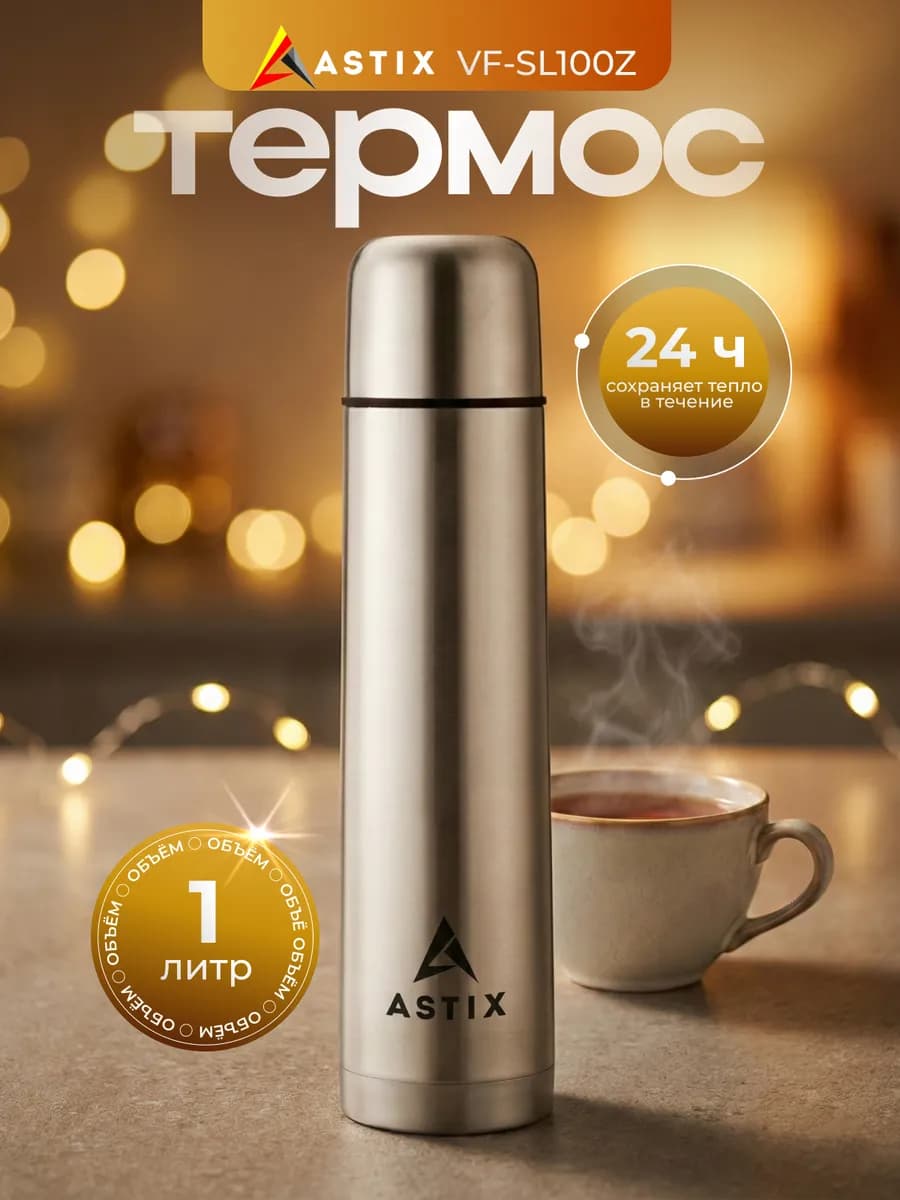 Термос для напитков, 1л металлический